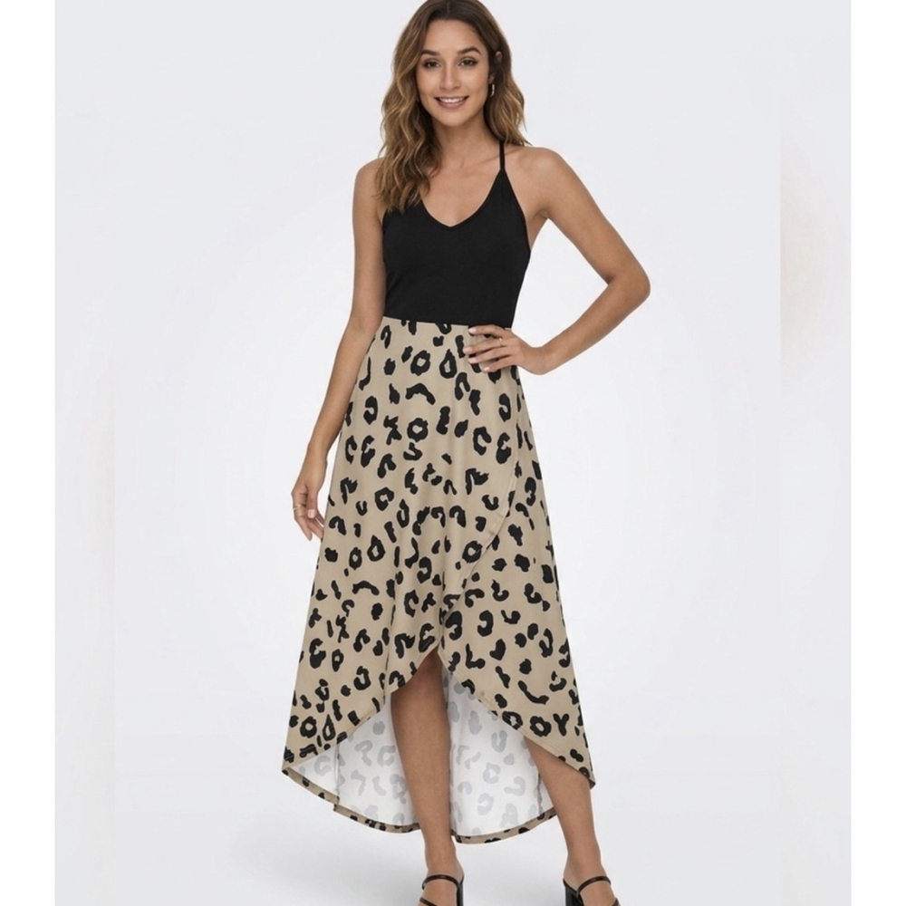 Kilig Leopard Print Strappy Racerback Vneck Midi Dress Size XL NWT